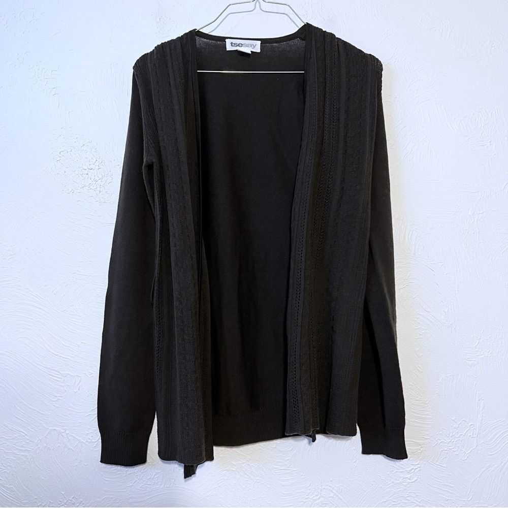 Tsesay Wool Cardigan Sweater Lightweight Black Size S